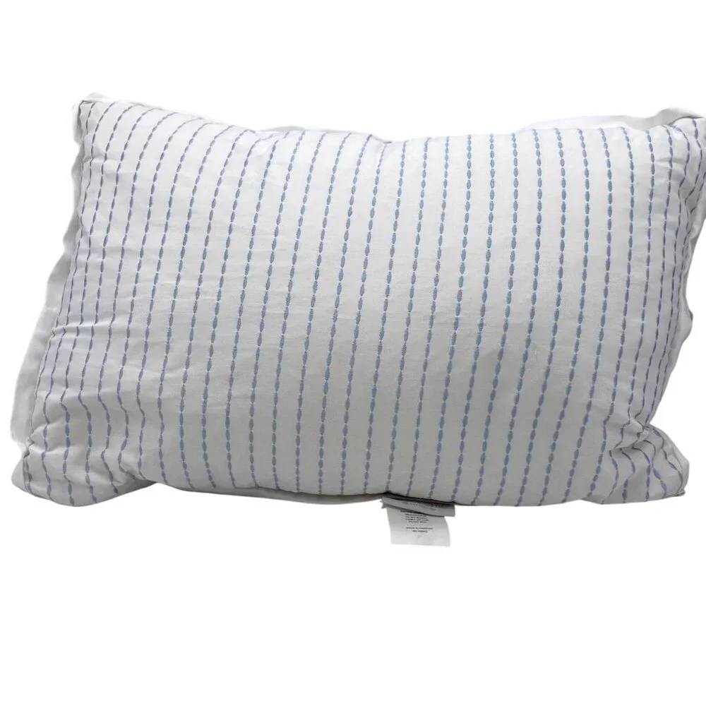 Shabby Chic throw pillow lot white blue embroidered trim cotton pair lot 2 bedro